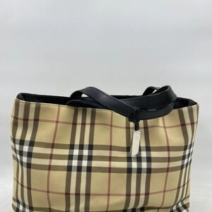 Burberry Coated Canvad Beige Checkered Women's Bag